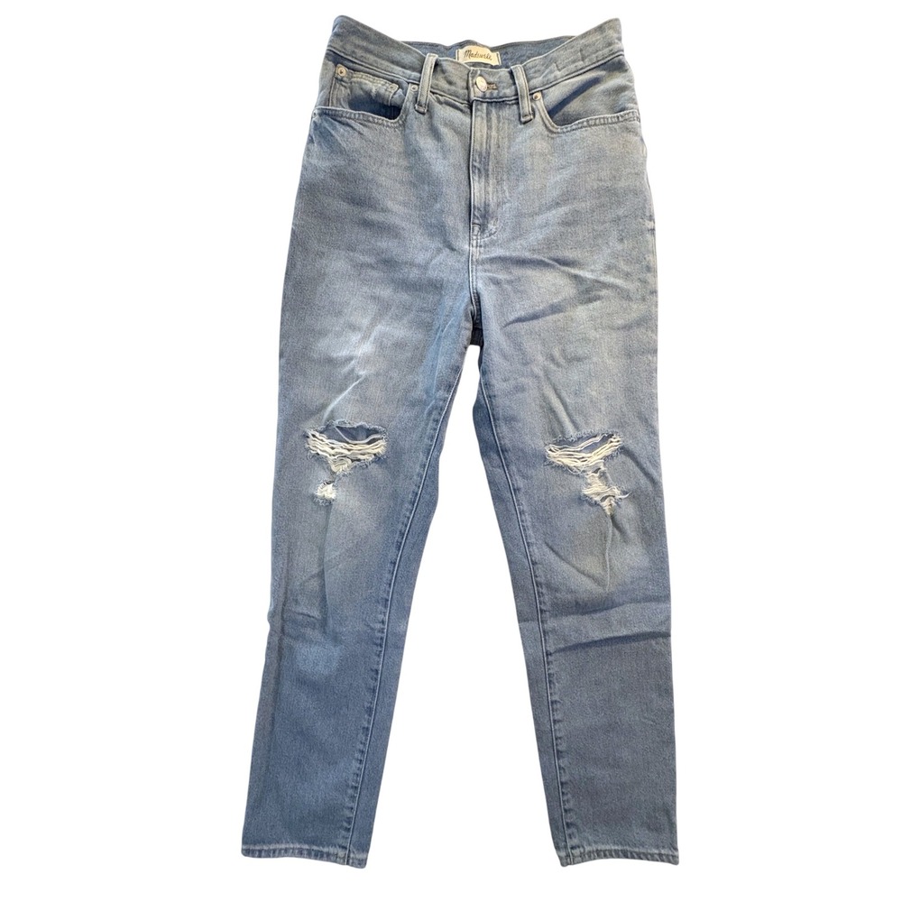 Madewell Jeans Women 27 Tall Blue Momjean AJ370 High Rise Distressed 90s Casual